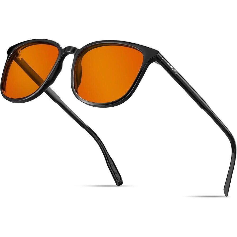 Unisex Black Eyewear Look Clear Frame Orange Lens Anti Eyestrain Sunglasses